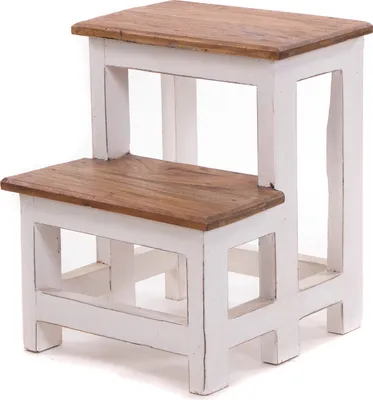 Produktbild von TRITTLEITER "STEP" | 46x37 cm (HxB), Altholz | Tritthocker | Farbe: 06 weiß-landhaus