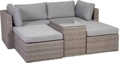 Produktbild von Greemotion Lounge-Möbel-Set 131847 Palma Rattan, grau, BxHxT ca. 93x65x71 cm
