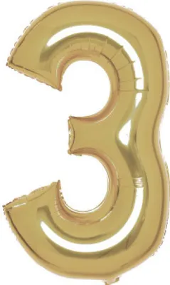 Immagine prodotto di Numero 3 dorato in oro bianco - Palloncino in foil da 87 cm