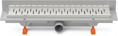 Productafbeelding van Chud?j vloerafvoer voor wandmontage, 450 mm, zijuitlaat D40, mat oppervlak met roestvrijstalen frame, model CH 450 MN 3
