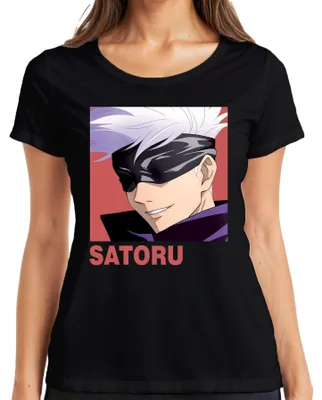 Zdjęcie produktu dla Satoru Gojo Jujutsu Kaisen Blindfold Anime Aesthetics Fan Gift Ladies T-Shirt, Czarny, M