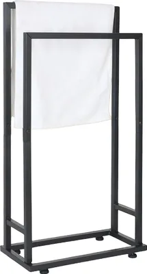 Immagine prodotto di Portasciugamani Relaxdays, A x L x P: 77 x 41 x 21 cm, metallo, 2 aste, portasciugamani da appoggio, bagno, nero