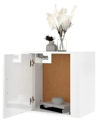 Produktbild von Wand-Nachttisch Hochglanz Weiß 50x30x47 cm Hängend