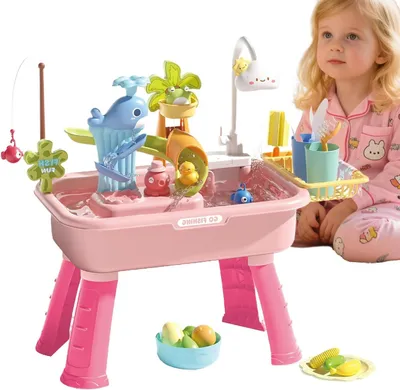 Image de Table d'eau - Lavabo jouet - Activités sensorielles - Robinet électrique - 43 x 16 x 28,5 cm - Caractéristique unique