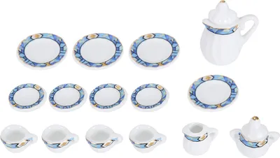 Obrázek produktu pro 1:12 Kuchyňská miniatura pro panenky 15ks porcelánová sada květinových šálků Dekorace (#2)
