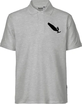 Produktbild von Huuraa Herren Polo Shirt Windsurfen Silhouette L Sport Grey Bio Baumwolle Fairtrade Poloshirt Geschenkidee
