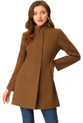 Immagine prodotto di Cappotto invernale da donna Allegra K, taglio medio, colletto alto, modello monopetto, capo di abbigliamento esterno