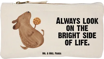 Produktbild von Mr. & Mrs. Panda kosmetiktäschchen Hund Keks Größe S Klein - Weiß - Geschenk, Optimist, Federtasche, Optimistisch, Hundeleckerli, Stoffbeutel, Pouch, Kulturbeutel