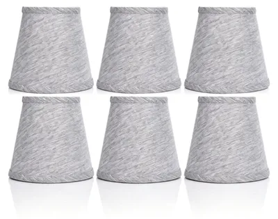 Stoff-Lampenschirme, 6er-Set, E14, zilvergrijs, konisch, 9,5–14,4 cm