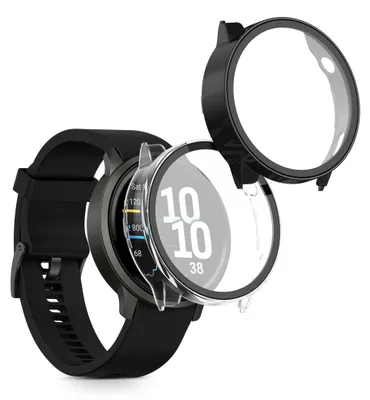Produktbild von kwmobile 2x Glas Hülle für Garmin Venu 4 45mm Schutzhülle - Fullbody Fitnesstracker Case Set aus Glas - Transparent Schwarz