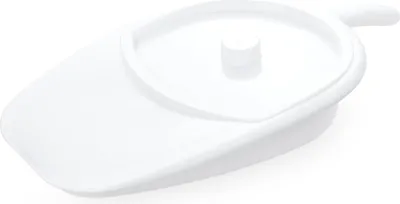 A white urinal with a lid, presented on a white background.