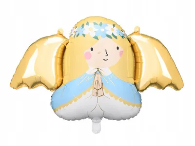 Zdjęcie produktu dla Balon foliowy anioł 77x45cm jasnoniebieski / złoty