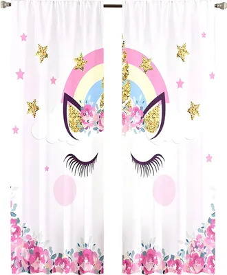 Produktbild von Fertige Kinder-Vorhänge, hell, 150 x 166 cm – Einhorn-Wimpern
