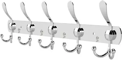 Produktbild von Kleiderhaken aus Edelstahl mit 5 Haken, für Handtücher, Jacken, Hüte und andere Kleidung an Türen aufhängen.