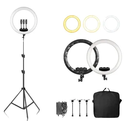 Obrázek produktu pro Prstenový zdroj světla, stmívatelný, otočný o 360°, černý, délka 200 cm