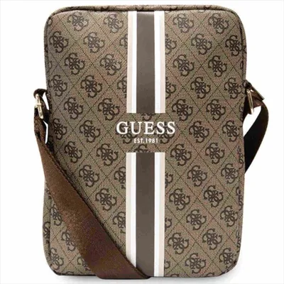 Produktbild von Guess Polyurethan4G Printed Stripes Tablet Bag 10" braun