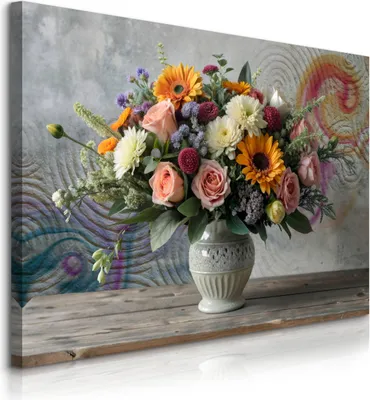 Immagine prodotto di Muralo Quadro su tela CANVAS MAZZO DI FIORI in vaso Ornamenti L. 40 cm x A. 30 cm