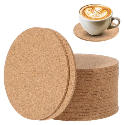 Image de Sous-verres en liège - Ensemble rond de 20 pièces - Pour verres et tasses - 10 cm x 3 mm