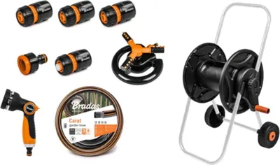 Immagine prodotto di Tubo da giardino Carat 20m 1/2" BRADAS Black Line con carrello e accessori