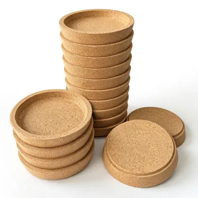 Korkuntersetzer, 16 Stück, rund, mit Rand, 10 cm