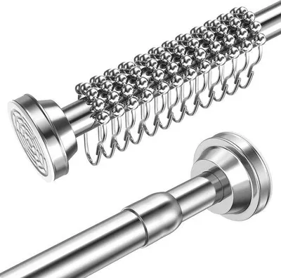 Produktbild von Famanu Duschvorhangstange Teleskopstange - Edelstahl 65-115 CM - Ohne Bohren