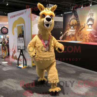 Produktbild von Goldenes REDBROKOLY Lama-Maskottchenkostüm mit Laufshorts und Schlüsselanhängern