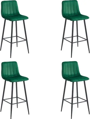 Imagen del producto de Taburetes de bar - Leobert - Pozza - Terciopelo verde oscuro/Patas negras - Juego de 4 unidades