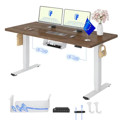 Produktbild von FLEXISPOT E1 Pro Elektrisch Höhenverstellbarer Schreibtisch EU, 140x80cm 25MM EINTEILIGE TISCHPLATTE Doppelmotor 120KG Tragkraft Kaffee-Eiche Optik
