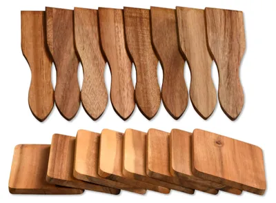 Produktbild von Kesper 28968 + 28958 | Raclette - Spachtel und Brettchen je im 8er Set aus Akazienholz | Racletteschieber/Racletteschaber/Raclettespachtel