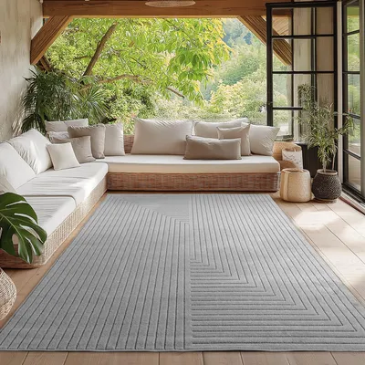Zdjęcie produktu dla Homebyhome Dywan Zewn?trzny Nowoczesny Boho Design Efekt 3D Odporny na UV Idealny na Taras do Salonu i Kuchni, Rozmiar: 140x200 cm