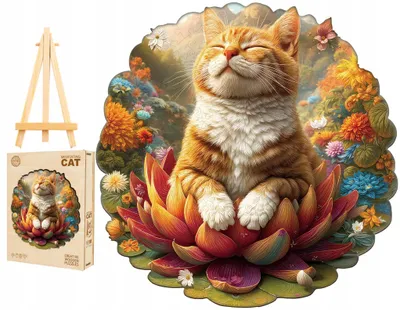 Produktbild von Pasjo24 Holzpuzzle Katzenmeditation 280 Teile Holzbox