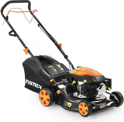 Produktbild von FUXTEC Benzin Rasenmäher FX-RM4346 - 146ccm | 43cm | 3,5PS Motormäher | mit Antrieb | 40L Fangkorb| 25kg | 4-Takt | Heckauswurf |800ml |bis 400m²
