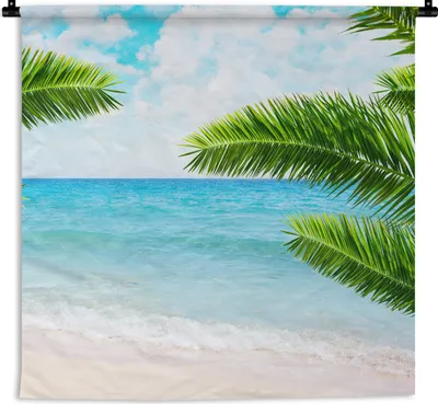 Produktbild von MuchoWow® Wandteppich Wandbehang Tropisch - Palme - Strand 150x150 cm Tapisserie Dekoration Wandtuch - Wohnaccessoires - Modernes