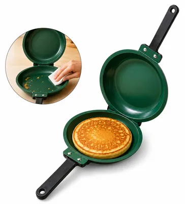 Produktbild von Doppelpfanne Wendepfanne mit Antihaftbeschichtung, 2 in 1 Pfannkuchen und Omelettpfanne, für Gasherd & Induktion, beidseitig verwendbare Bratpfanne