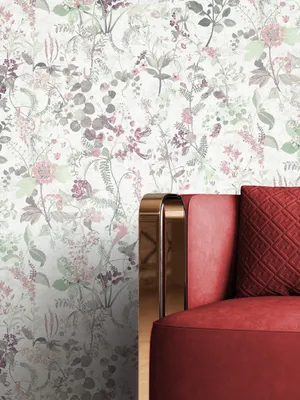 Produktbild von NEWROOM Tapete Weiß Vliestapete Blumen - Blumentapete Floral Grün Rosa Blätter Zweige  Romantisch