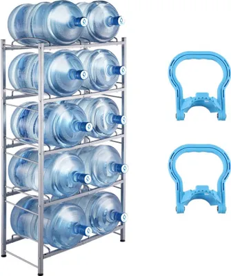 Produktbild von 5-stufiger Wasserkrughalter - Zweireihiges Wasserkrugregal - 10 Flaschen - Platzsparend und Stabil - Organizer für Küche und Party