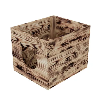 Image de QLS Boîte pour chat en bois adaptée à l'étagère Kallax 33x38 x29 cm flammée 11238