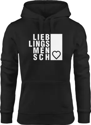 Produktbild von Hoodie Damen Lieblingsmensch Sweatshirt Kapuze Kapuzenpullover Hoody Neverless® schwarz XS