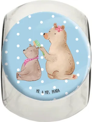 Produktbild von Mr. & Mrs. Panda Bonboniere Bär Kind XL 2000ml - Blau Pastell - Geschenk, Bruder, Muttertag, Vorratsdose Glas, Teedose, Lebensmittelbehälter, Süßigkeiten, Mutter, Mama