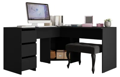 Produktbild von MIRJAN24 Eckschreibtisch Fotyn, Schreibtisch L-Form, Ecktisch vom Hersteller, Jungenzimmer (Farbe: Schwarz)