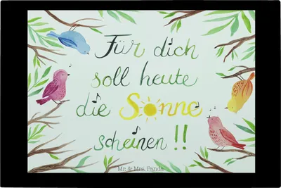 Produktbild von Mr. & Mrs. Panda Vesperplatte Vögel Sonne - Geschenk, Glas Schneideplatte, Frühstücksbrett, Servierplatte, Schneidebrett, Hackbrett, Dekoration