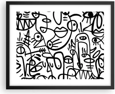 Produktbild von Gerahmtes Poster - Schwarzer Rahmen - Zeichnen Cartoon Graffiti - 50x40 cm - Wand Bild - Wanddeko - Wandbilder - Kunstposter - Wandposter - Bilderrahmen - Bilder - Kunstdruck - P2BAA50x40-4971