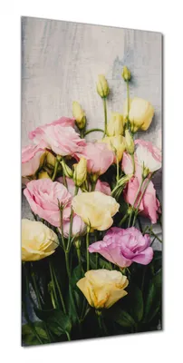 Produktbild von Wallario selbstklebende Duschrückwand 90 x 190 cm mit Motiv Gelbe und rosane Rosen - Wandverkleidung mit Hochglanzlaminat in Glasoptik