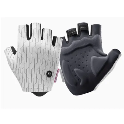 Produktbild von ROCKBROS Fahrradhandschuhe Dämpfung Atmungsaktiv Halbfingerhandschuhe Unisex Weiß auf Schwarz M