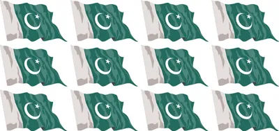 Produktbild von Mini Aufkleber Set - Pack wehend - 50x31mm - selbstklebender Sticker - Pakistan - Flagge / Banner / Standarte fürs Auto, Büro, zu Hause und die Schule - 12 Stück