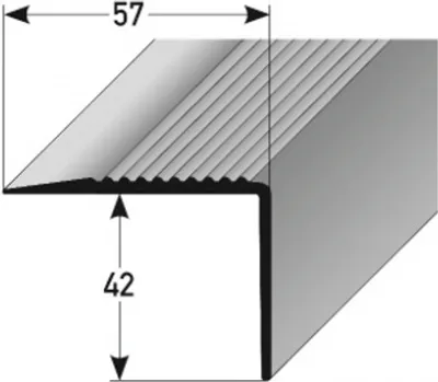 Produktbild von PVC-Treppenkante "Veiros" PVC-Winkel, 57 mm Breite, 42 mm Höhe aus weichem PVC, Typ 366-braun