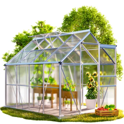 Produktbild von GARDEBRUK® Gewächshaus Aluminium 4,8m² mit Fundament 250x190cm inkl. 2 Dachfenster Tomatenhaus Treibhaus Anzuchthaus Garten Frühbeet Aufzucht 7,7m³