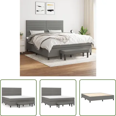Produktbild von The Living Store Boxspringbett mit Matratze Dunkelgrau 180x200 cm Stoff