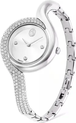 Produktbild von Swarovski Dextera Asymmetric Uhr, Schweizer Produktion, Metallarmband, Silberfarben, Edelstahl DEXTERA:MB STS/WHT/STS 5700996
