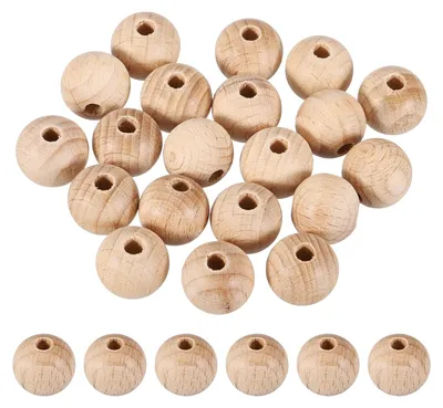 20 Holzkugeln 15 mm, natur, unbehandelt, für Schmuck & Basteln